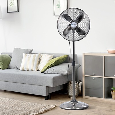 Metal Pedestal Fan Vintage Portable Fans Oscillating Tilt Chrome 3 Speed Black