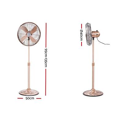 Metal Pedestal Fan Vintage Portable Fans Oscillating Tilt Chrome 3 Speed Copper