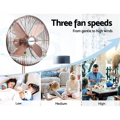Metal Pedestal Fan Vintage Portable Fans Oscillating Tilt Chrome 3 Speed Copper