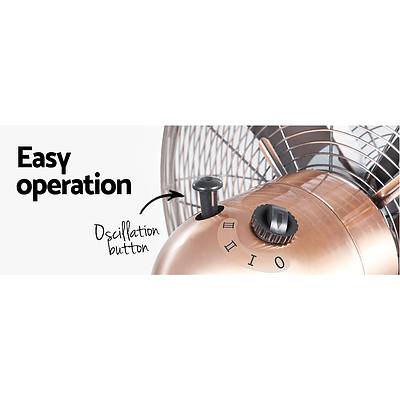 Metal Pedestal Fan Vintage Portable Fans Oscillating Tilt Chrome 3 Speed Copper