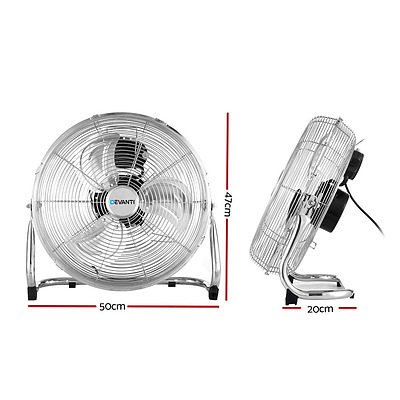 Metal Floor Fan Desk Fans Chrome Portable 3 Speed Tilt Silver