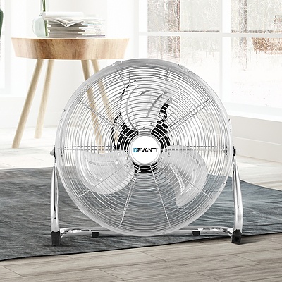 Metal Floor Fan Desk Fans Chrome Portable 3 Speed Tilt Silver