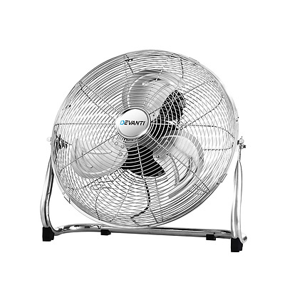 Metal Floor Fan Desk Fans Chrome Portable 3 Speed Tilt Silver