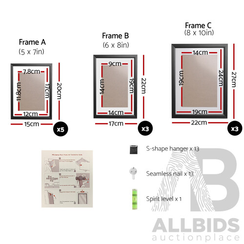 11 Piece Photo Gram Set - Black - Free Shipping