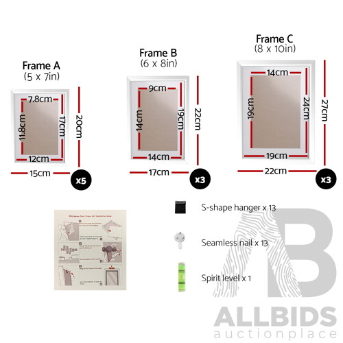 11 Piece Photo Gram Set - White - Brand New - Free Shipping