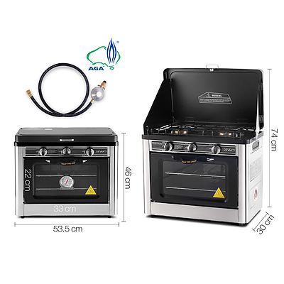3 Burner Portable Oven - Silver & Black