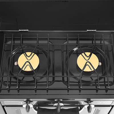 3 Burner Portable Oven - Silver & Black