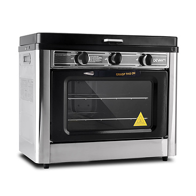 3 Burner Portable Oven - Silver & Black