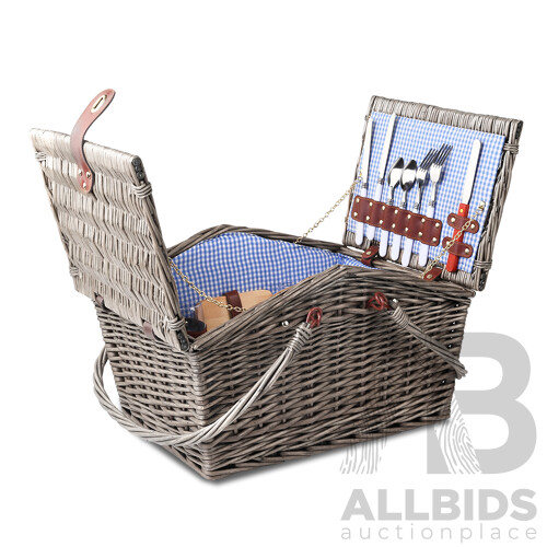 Deluxe 4 Person Picnic Basket Baskets Outdoor Insulated Blanket