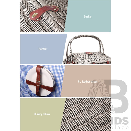 Deluxe 4 Person Picnic Basket Baskets Outdoor Insulated Blanket