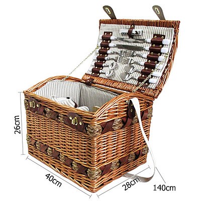 4 Person Picnic Basket Set with Cheese Board Blanket - Brand New - Free Shipping
