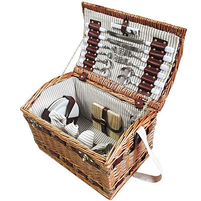 4 Person Picnic Basket Set with Cheese Board Blanket - Brand New - Free Shipping