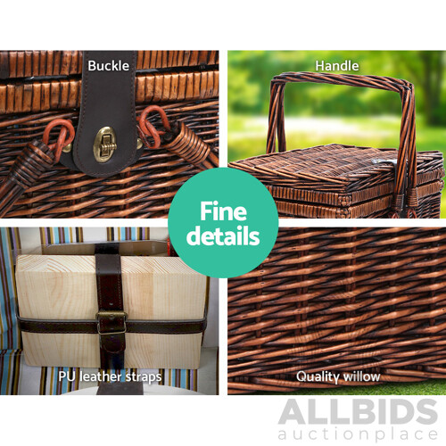 Deluxe 4 Person Picnic Basket Set Folding Outdoor Insulated Liquor bag