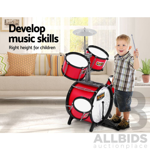 Kids 7 Drum Set Junior Drums Kit Musical Play Toys Childrens Mini Big Band - Brand New - Free Shipping