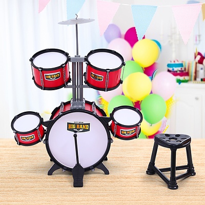 Kids 7 Drum Set Junior Drums Kit Musical Play Toys Childrens Mini Big Band - Brand New - Free Shipping
