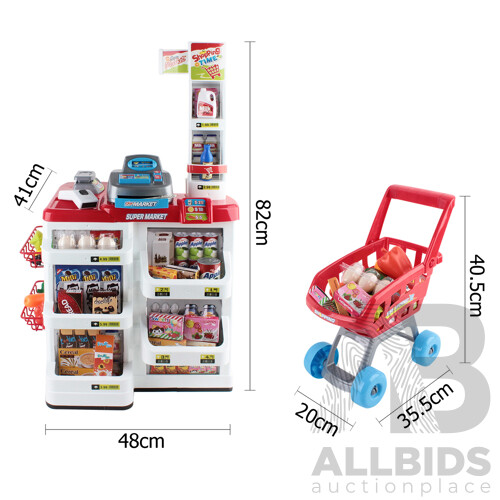 24 Piece Kids Super Market Toy Set - Red & White - Brand New - Free Shipping
