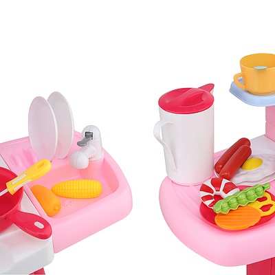 Keezi Kids Kitchen and Trolley Playset - Red - Free Shipping