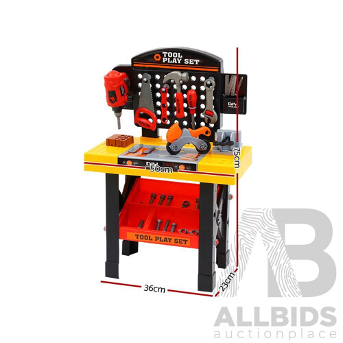 Kids Pretend Play Set Workbench Tools 54pcs Builder Work Childrens Toys - Brand New - Free Shipping