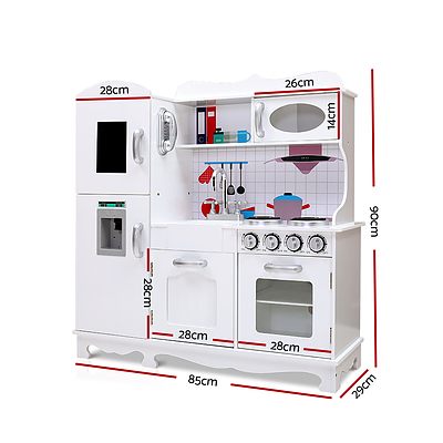 Kids Kitchen Set Pretend Play Food Sets Childrens Utensils Wooden White - Brand New - Free Shipping