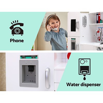 Kids Kitchen Set Pretend Play Food Sets Childrens Utensils Wooden White - Brand New - Free Shipping