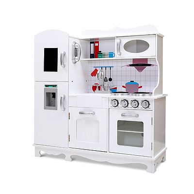 Kids Kitchen Set Pretend Play Food Sets Childrens Utensils Wooden White - Brand New - Free Shipping