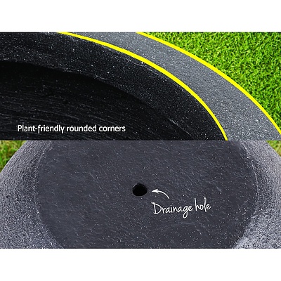 2X Plant Pots Plants Pot Stone Large Garden Indoor Outdoor Flower Planters Decor Dark Grey Round