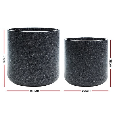 2X Plant Pots Plants Pot Stone Large Garden Indoor Outdoor Flower Planters Decor Dark Grey Oval