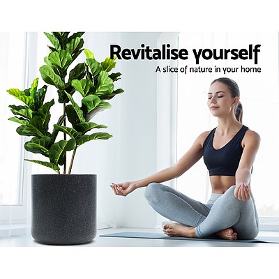 2X Plant Pots Plants Pot Stone Large Garden Indoor Outdoor Flower Planters Decor Dark Grey Oval