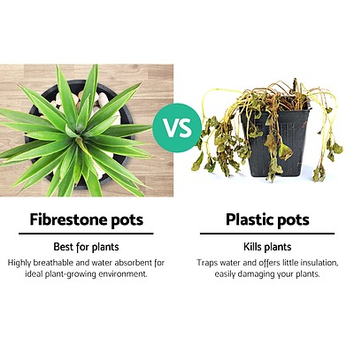 2X Plant Pots Plants Pot Stone Large Garden Indoor Outdoor Flower Planters Decor Dark Grey Oval