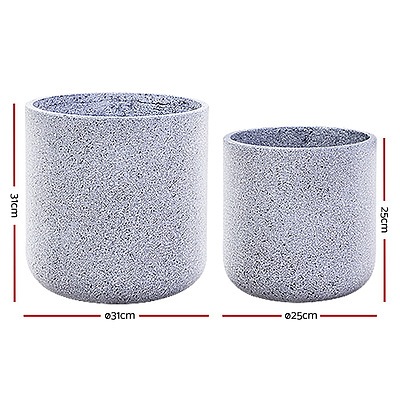 2X Plant Pots Plants Pot Stone Large Garden Indoor Outdoor Flower Planters Decor Grey Oval