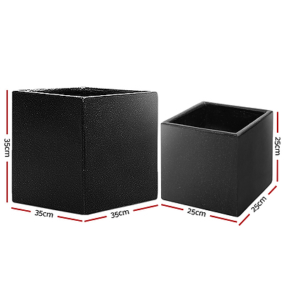 2X Plant Pots Plants Pot Stone Large Garden Indoor Outdoor Flower Planters Decor Dark Grey Square