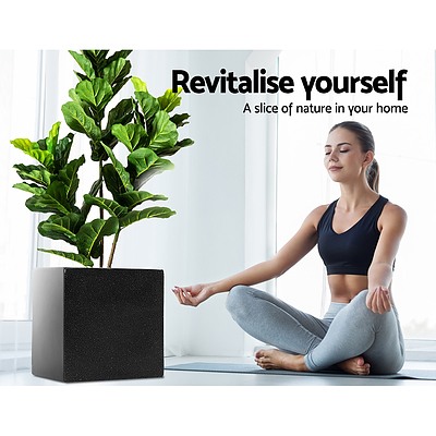 2X Plant Pots Plants Pot Stone Large Garden Indoor Outdoor Flower Planters Decor Dark Grey Square