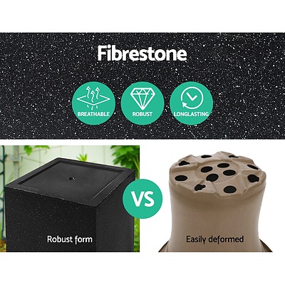 2X Plant Pots Plants Pot Stone Large Garden Indoor Outdoor Flower Planters Decor Dark Grey Square