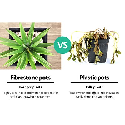 2X Plant Pots Plants Pot Stone Large Garden Indoor Outdoor Flower Planters Decor Dark Grey Square