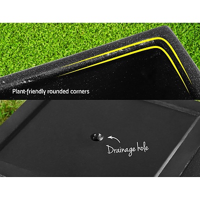 2X Plant Pots Plants Pot Stone Large Garden Indoor Outdoor Flower Planters Decor Dark Grey Square