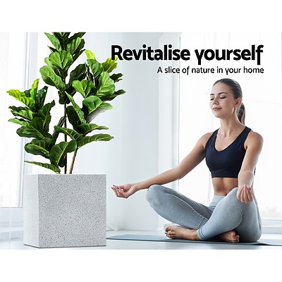 2X Plant Pots Plants Pot Stone Large Garden Indoor Outdoor Flower Planters Decor Grey Square