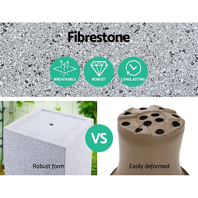 2X Plant Pots Plants Pot Stone Large Garden Indoor Outdoor Flower Planters Decor Grey Square