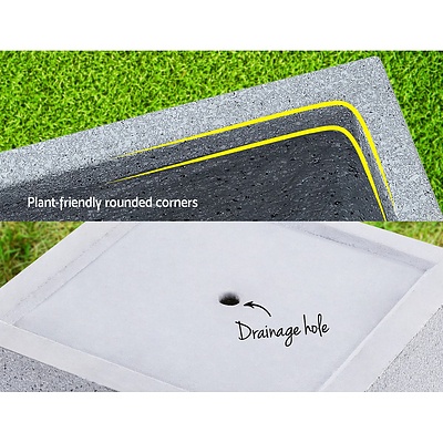 2X Plant Pots Plants Pot Stone Large Garden Indoor Outdoor Flower Planters Decor Grey Square