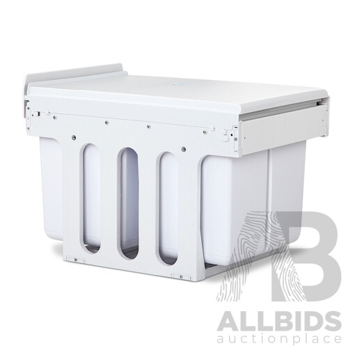 Set of 2 15L Twin Pull Out Bins - White - Brand New - Free Shipping