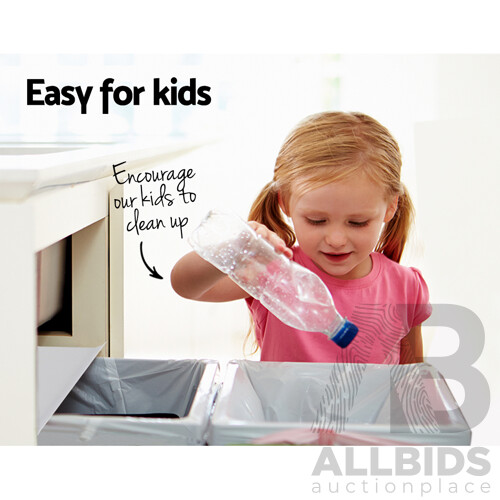 Set of 2 15L Twin Pull Out Bins - White - Brand New - Free Shipping