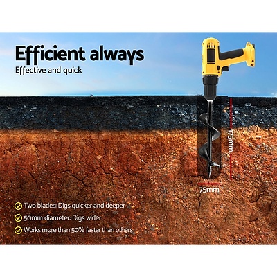 Garden Auger Power Earth Post Hole Digger Planter Drill Bit 75x175mm