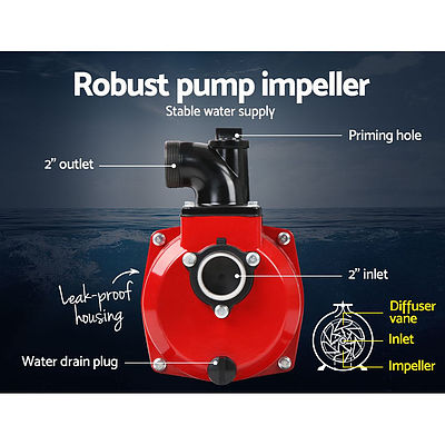 2inch High Flow Water Pump - Black & Red - Brand New - Free Shipping