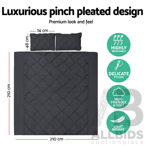 Giselle Bedding Queen Size Quilt Cover Set - Black - Free Shipping