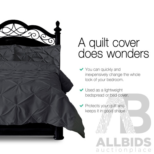Giselle Bedding Queen Size Quilt Cover Set - Black - Free Shipping