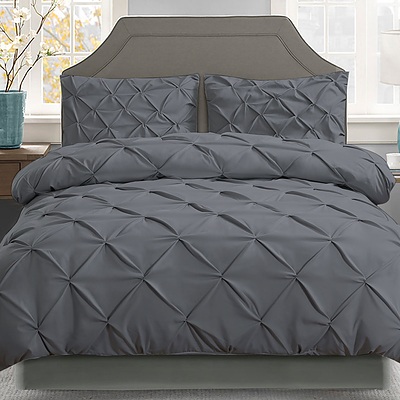 Giselle Bedding King Size Quilt Cover Set - Charcoal - Free Shipping