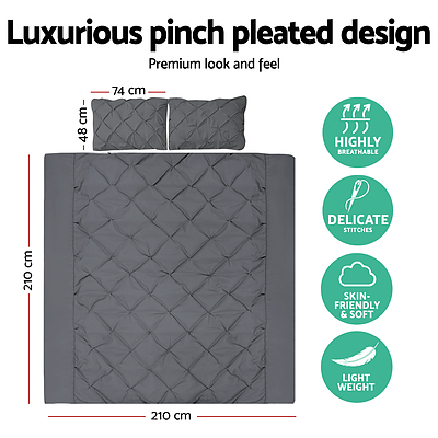 Queen Size Quilt Cover Set - Charcoal - Free Shipping