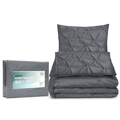 Giselle Bedding Super King Quilt Cover Set - Charcoal - Free Shipping