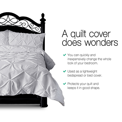 Giselle Bedding Queen Size Quilt Cover Set - Grey - Free Shipping
