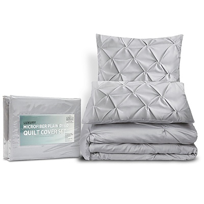 Giselle Bedding Super King Size Quilt Cover Set - Grey - Free Shipping