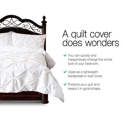 King Size Quilt Cover Set - White - Free Shipping